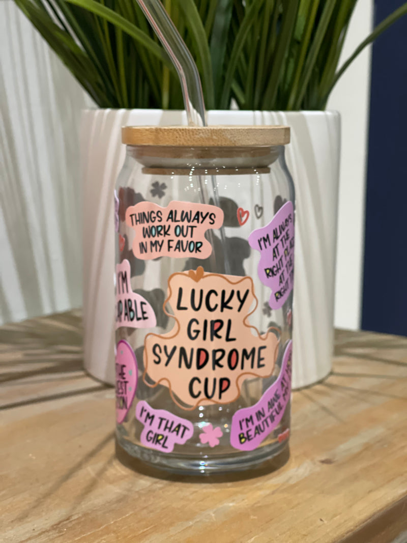 Lucky Girl Glass Lid & Straw