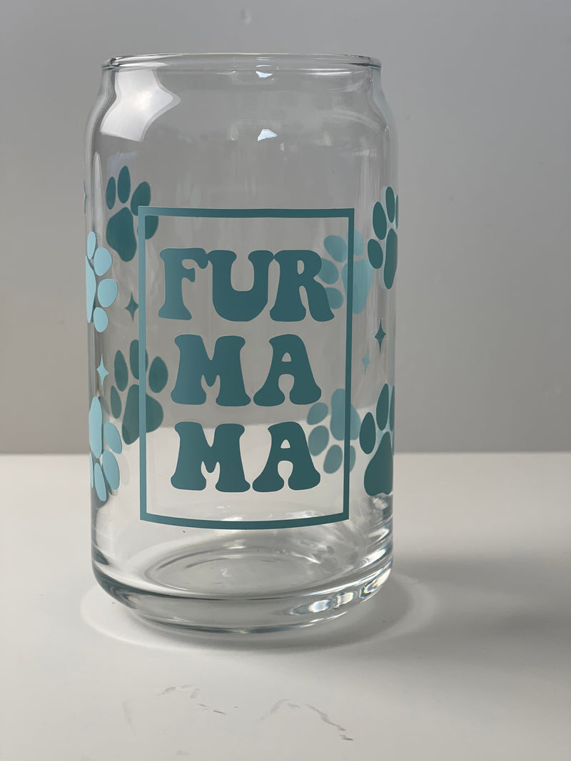 FUR MAMA Glass Lid & Straw